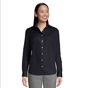 Black long-sleeved no-iron cotton blouse from LAND’S END